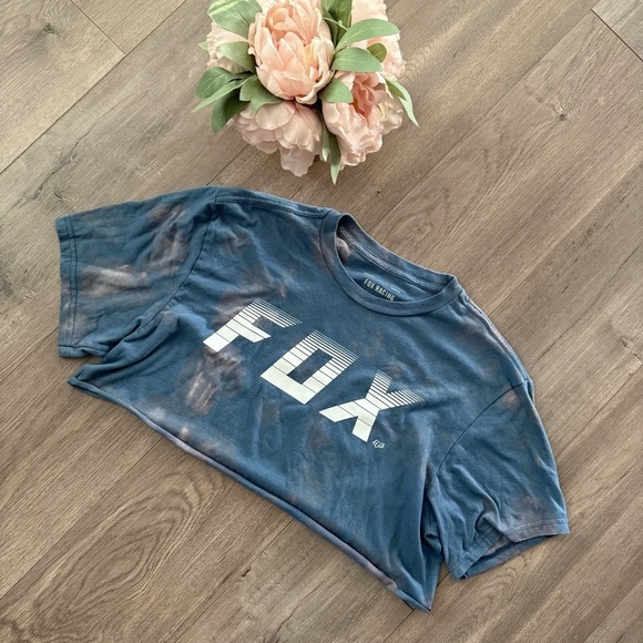 Fox Tops - Fox Racing Pale Blue Upcycled Bleach Crop‎ Top